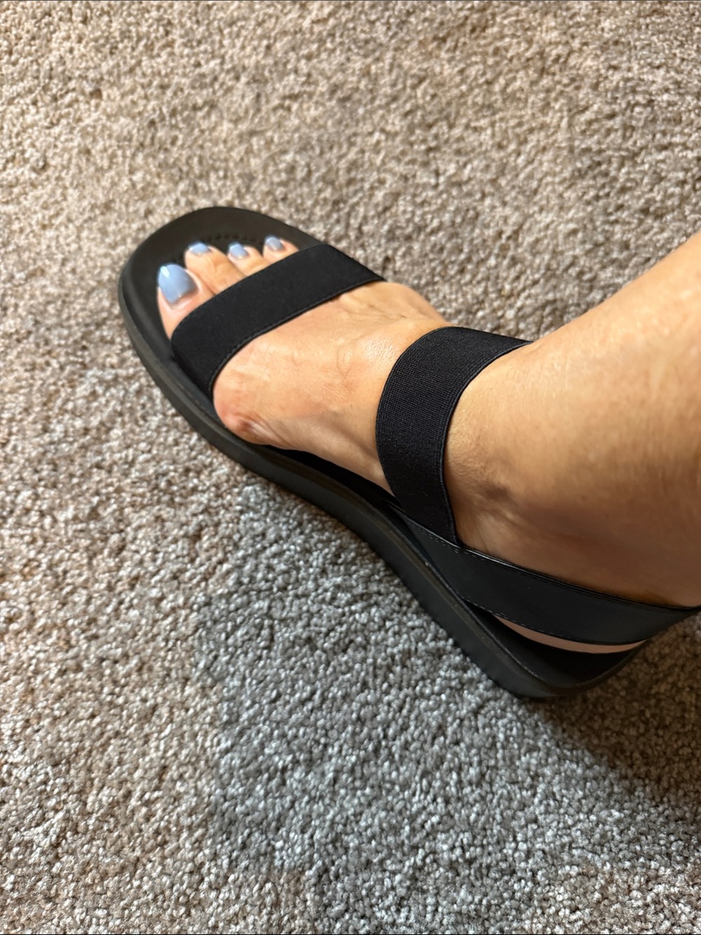 Steve Madden Black Dual-Strap Elastic Slide Sandals